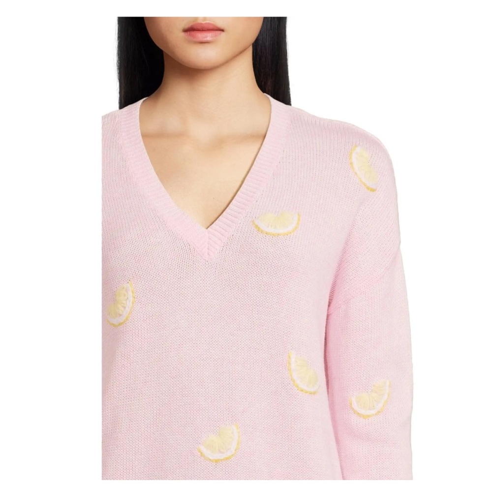 NWT Lilly Pulitzer Pink Lemon V-Neck Sweater - Picture 3 of 11